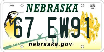 NE license plate 67EW91