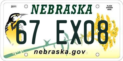 NE license plate 67EX08