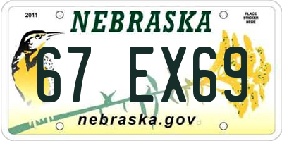 NE license plate 67EX69