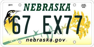 NE license plate 67EX77