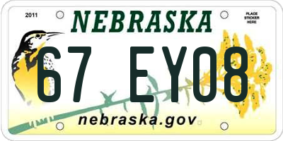 NE license plate 67EY08