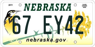 NE license plate 67EY42