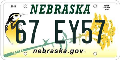 NE license plate 67EY57