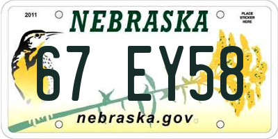 NE license plate 67EY58