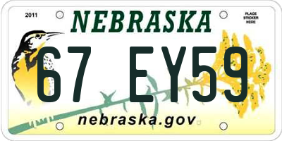 NE license plate 67EY59