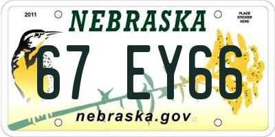 NE license plate 67EY66
