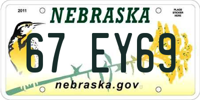 NE license plate 67EY69