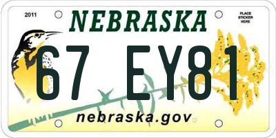 NE license plate 67EY81