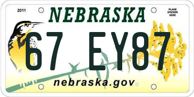 NE license plate 67EY87