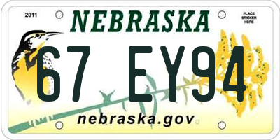 NE license plate 67EY94