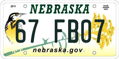 NE license plate 67FB07