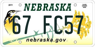 NE license plate 67FC57