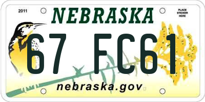 NE license plate 67FC61