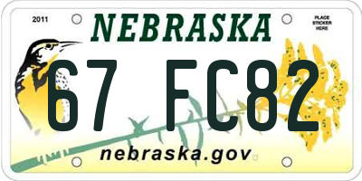 NE license plate 67FC82
