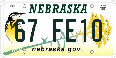 NE license plate 67FE10