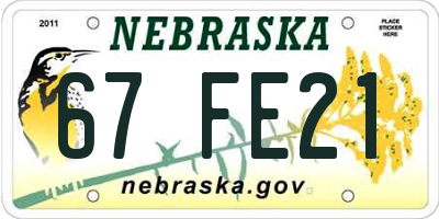 NE license plate 67FE21