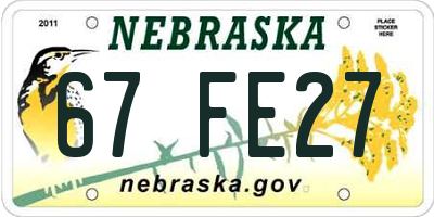 NE license plate 67FE27