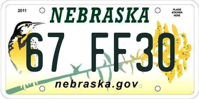 NE license plate 67FF30