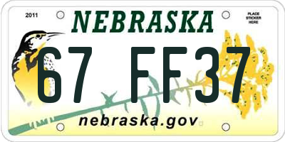 NE license plate 67FF37