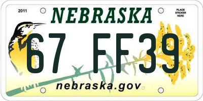 NE license plate 67FF39