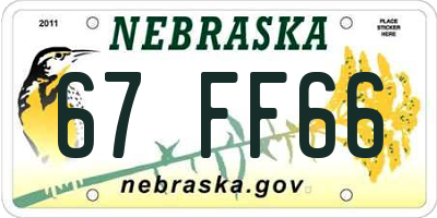 NE license plate 67FF66