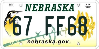 NE license plate 67FF68