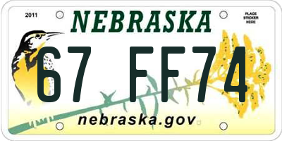 NE license plate 67FF74