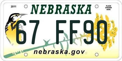 NE license plate 67FF90