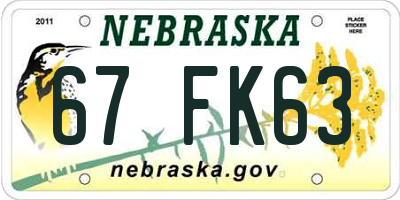 NE license plate 67FK63