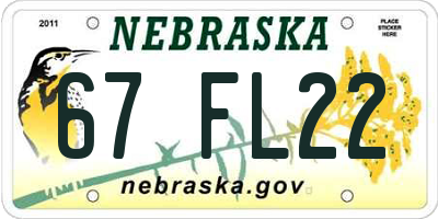 NE license plate 67FL22