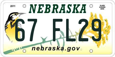 NE license plate 67FL29