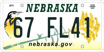 NE license plate 67FL41
