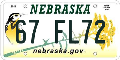 NE license plate 67FL72