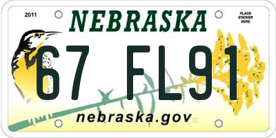 NE license plate 67FL91