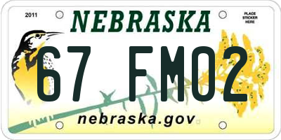 NE license plate 67FM02