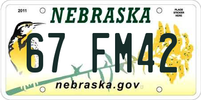 NE license plate 67FM42