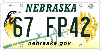 NE license plate 67FP42