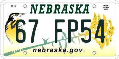 NE license plate 67FP54