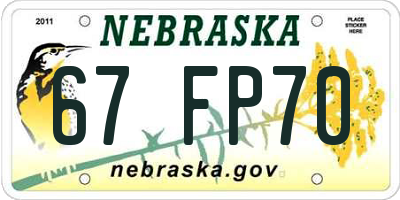 NE license plate 67FP70