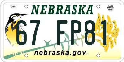 NE license plate 67FP81