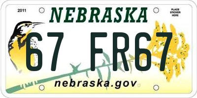 NE license plate 67FR67