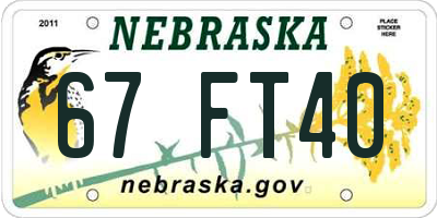 NE license plate 67FT40