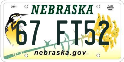 NE license plate 67FT52