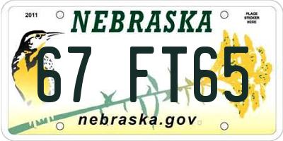 NE license plate 67FT65