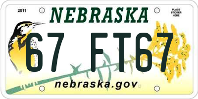 NE license plate 67FT67