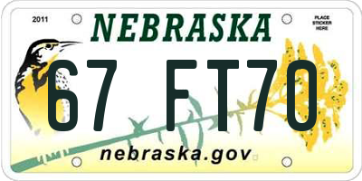 NE license plate 67FT70