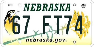 NE license plate 67FT74
