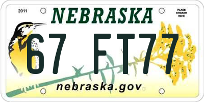 NE license plate 67FT77