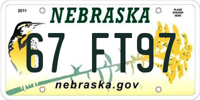 NE license plate 67FT97