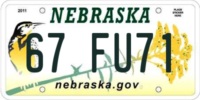 NE license plate 67FU71